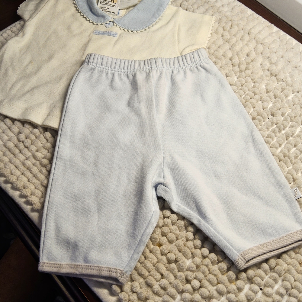 NWOT Jacadi Cream and Light Blue Kids Matching Set size 1 month